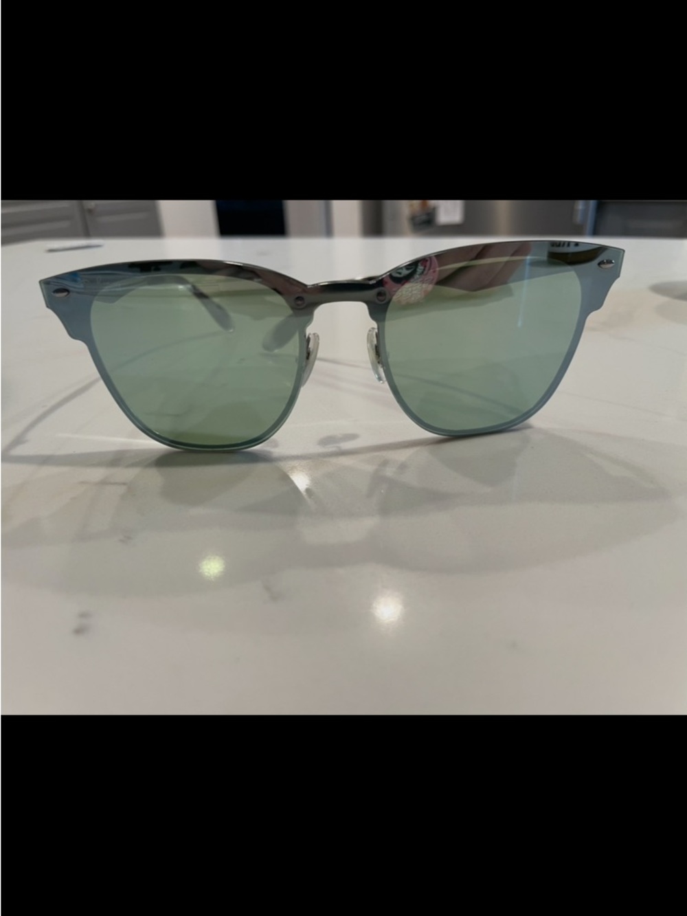 Ray-Ban Men's Half-Rim Sunglasses with Green Lenses